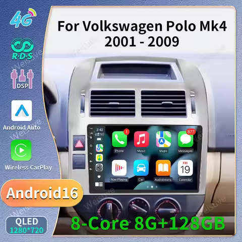 Android Carplay Monitors For Volkswagen VW Polo MK4 6Q 9N 9N3 2001 - 2009 Android Car Multimedia Pla