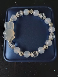 🐇🌲 Christmas Gift Idea - Super Cute Customised Authentic Natural Lychee Agate Big Bunny Charm Bracelet