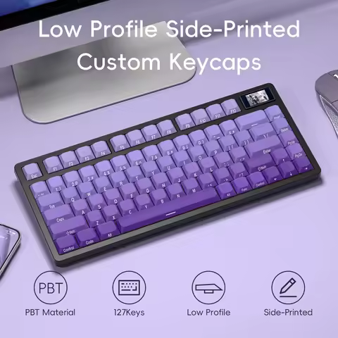 XVX Purple Low Profile Keycaps PBT keycap Dye-Sub Side Print Gradient Keycap 127 keys Compatible for