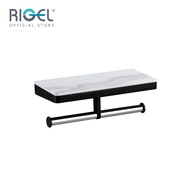 RIGEL Gallant Matte Black with Sintered Stone Tray Toilet Paper Holder R-PH1316TD-BM