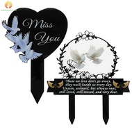 2Pcs Acrylic Remembrance Graveside Plaque Tombstone Plaque Stake for Outdoor Lawn Yard Garden SHOPSK