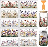 arricraft 10 Sheets UV DTF Cup Film for 16 oz Glass Butterfly Motif with Wild Flowers Motif to Rub O