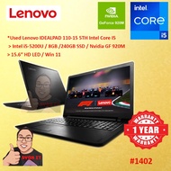 #1402 *Used Lenovo Ideapad 110 15 5th Intel Core i5-5200U 8GB 240GB SSD Nvidia GF 920M 3D Graphic W1