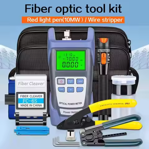 14 in 1 Fiber Optic Tool Kit with Clivador de Fibra Otica and Power Meter -70~+10dBm or -50 to +26dB