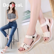 Women DOSREAL Sandal Summer Shoe Peep-Toe Slip On Flat Sandal For Woman Roman Style Sandal