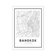 Thailand City Map Poster Bangkok Skyline Travel Prints Home Room Decor Modern Wall Art Canvas Painti