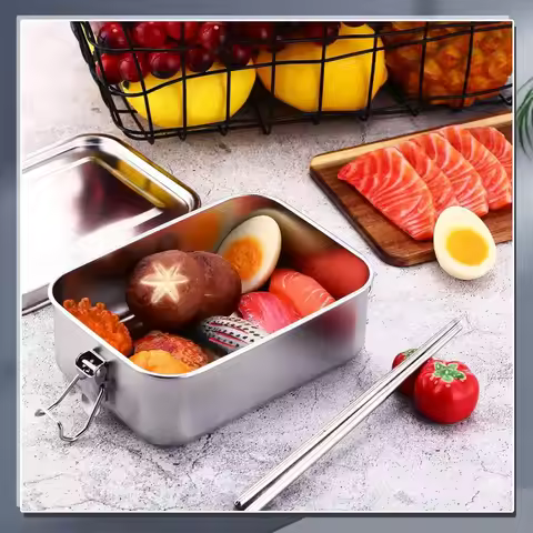 Stainless Steel Food Container, Lock and Leak-proof Metal Lunch Box, Food Storage Container, Reusabl