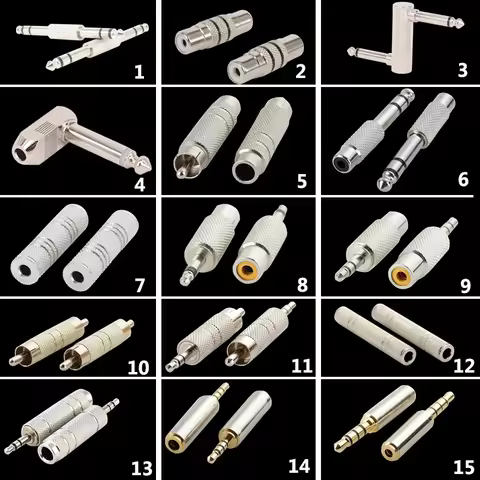 10pcs of 3.5mm adapter Audio plug 1/8" 3.5mm male female to RCA 2.5mm 3.5mm 6.35mm AV CCTV mono ster