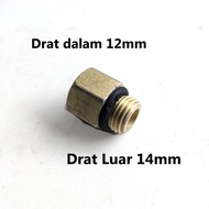 12mm inner thread adapter to 14mm outer thread, chota to thread stick connection Umum