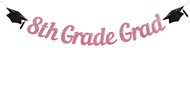 8th Grade Grad Banner - Rose Gold Glitter 8th Grade Graduation Decorations for Girls, Kids 8th Grade