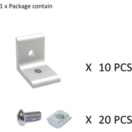 10Sets 10 Series 1" x 1" Aluminum Extrusion Profiles Corner 1010 Series Angle Bracket Connector with