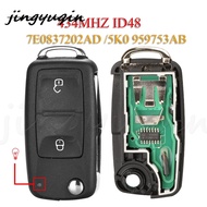 Jingyuqin 7E0837202AD 5K0959753AB Remote Car Key Fob 434Mhz ID48Chip For VW Amarok Transporter Beetl