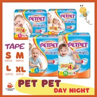 Petpet Baby Tape Diapers S/M/L/XL Petpet Day Night | Lampin Bayi Berlekat Petpet