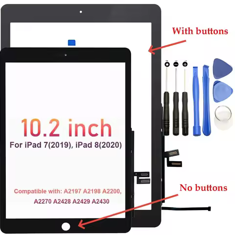 10.2" For iPad 7 2019 A2197 A2198 For iPad 8 2020 A2428 A2429 A2430 Outer Touch Screen Digitizer Fro