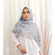 KENES SCARF - [Syari KS1 Soft Blue130x130] Premium Special Voal Square Hijab with Abstract Flower Mo
