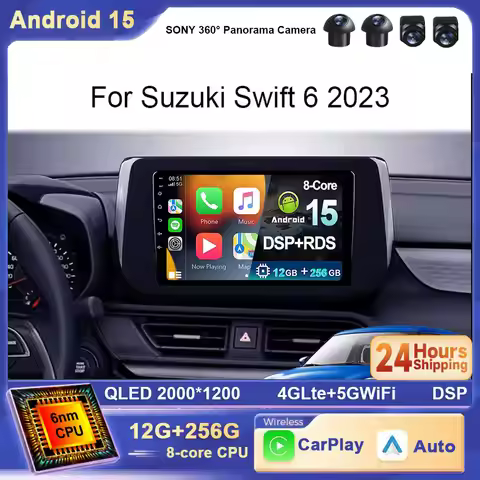 For Suzuki Swift 6 2023 Android 15 Carplay Auto 2K Screen Multimedia Player Car Radio 4G WIFI BT Aut