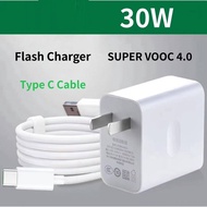 30W Fast Charger Super VOOC Type-C Cord charging cable Charger For OPP0 reno Realme Charger