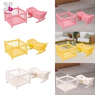 [Baosity] 1:12 Miniature Crib and Playpen Mini Bedroom Scene Mini Rocking Bassinet Toy