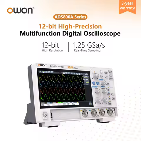Owon Digital Oscilloscope ADS800A 2CH4CH 1.25Gs/s 500uV/div 12-bit High Resolution Touchable Fluores