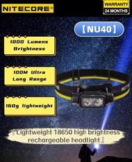 NITECORE NU40 1000Lumens 5 Lighting Modes Rechargeable Compact and Lightweight Headlamp for Trail Ru