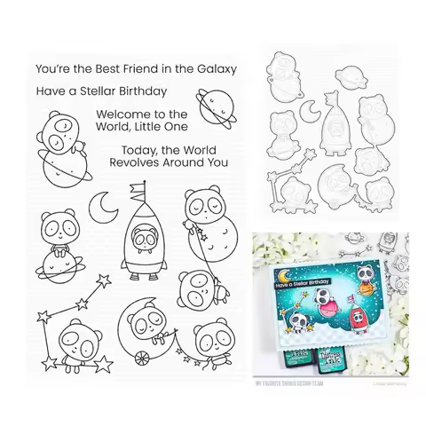 New Best Friends In the Galaxy Clear Stamps Cutting Dies Scrapbooking for Paper Making Embossing Fra
