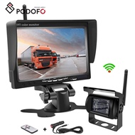 Podofo Wireless Reverse Camera 7" Vehicle Rear View Monitor + Waterproof Back Up Camera Night Vision