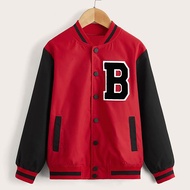 Unisex Kids Varsity Baseball Jacket (1 year - 18 years) INITIAL LOGO B (CUSTOM INITIAL LETTERS) Butt
