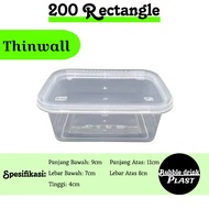 Thinwall DM 200ML Square Model - 200ml REC Plastic Box - Thinwall 200 Rectangle