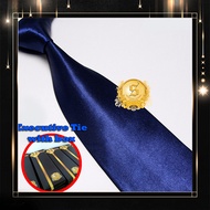 Large wide navy tie 4 inch or 9 to 10 cm adult plain shiny sse trade center