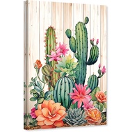 ARTZGX Cactus Canvas Wall Art Desert Botanical Painting Succulent Spiny Flower Picture Mexican Artwo