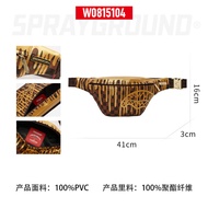 [ขายพิเศษ] SPRAYGROUND กระเป๋าคาดเอวสีทองลายตารางหมากรุกกระเป๋าสะพายไหล่สะพายข้างแนววินเทจยอดนิยมสำห