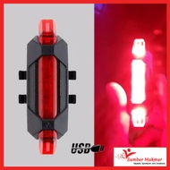 Lampu Sepeda Belakang LED USB Kelap-kelip Sepedah Gunung BMX Lipat Mini MTB Anak Warna-warni USB Charging Cas Casan