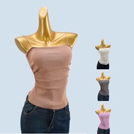 summer top tank top woman Knitted Belt Chest Pad Tube Top Women's Summer Fashionable Sexy Pleated Ir