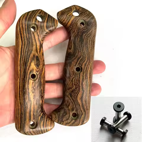 1 Pair Custom Natural Solid Wood Knife Handle Scales WIth Screw Sets for Kabar BK2 BK9 Knives Grip D