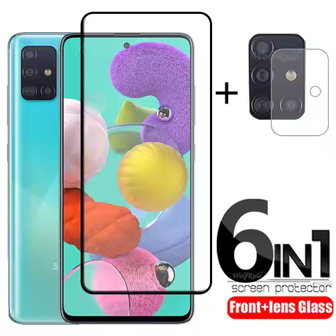 6-in-1 For Samsung Galaxy A51 Glass For Samsung A53 Tempered Glass Full Glue Screen Protector For Sa