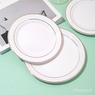 superior productsGilt Edging Porcelain Bone Dish Dining Table Side Plate Household Hotel Meal Shallow Plate Dish Fruit P