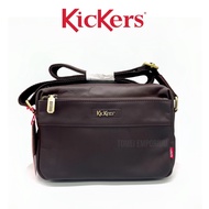 Kickers Leather Crossbody Bag Sling Bag 1KIC-S-79139 Dark Brown