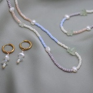 冰淇淋色甜美手工設計 項鏈+手鏈+耳環首飾品套裝 生日禮物朋友