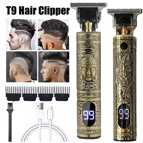 2026 Cordless T9 Electric Hair Trimmer | USB Professional Shaver | 0mm Bald Fade Cutting Machine Por