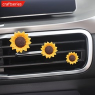 CRAFTSERIES 3Pcs Car Air Vent Perfume Sunflower Resin Flower Clip Ornament for Interior Air Outlet A