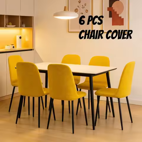 Family Pack 6pcs Curved Stool Cover Elastic Spandex 3D Corn Grain Pattern Non Slip Chair Protector M