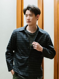 (JUN) Base Ease Over Shirt เสื้อเชิ้ตผู้ชาย Checkered Navy