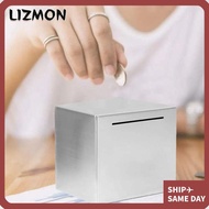 LIZMON Money Box, Portable Stainless Steel Piggy Bank, Home Use Only in Security Handmade Coin Tray 