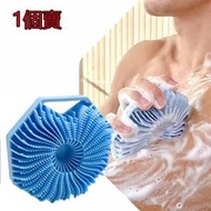硅膠沐浴洗滌器 沐浴刷和洗髮精 2 合 1洗澡刷 去角質身體刷 頭皮按摩器/刷（藍色）