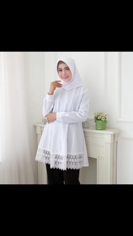 RR Blouse Putih Polos//Blus Putih Cantik Tunik Putih Polos Tunik Vania Bahan Adem dan Tebal