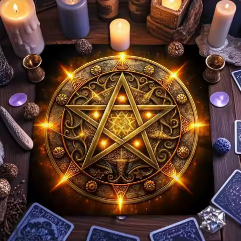 Altar Cloth Gothic Pentagram Tarot Card Tablecloth Mystical Pagan Witchcraft Divination Cloth For Ta