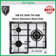 EF 60cm Stainless Steel Flush 3 Burner Cooker Hob Gas Stove HB FG 3060 TN VSB