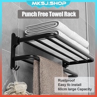 Bathroom Towel Rack Towels Bar Shower Rack Wall Premium Aluminum Toilet Bath Storage Shelf Foldable 