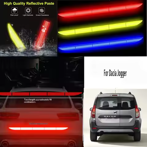 For Dacia Jogger 1pcs Reflective Warning Safety Tape-Car Trunk Anti-Collision