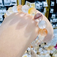 春天色糖果玻璃體半盆彩兔毛水晶8mm17.56g手珠稀有紫兔毛藍兔